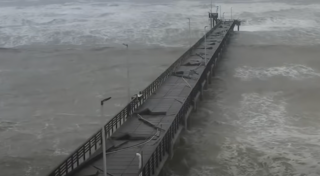 Bob Hall Pier in Corpus Christi after it was destroyed by Hurricane Hanna in July 2020. In voicing her opposition to a 5 percent rate hike in windstorm insurance due to go into effect Jan. 1, 2022, Nueces County Judge Barbara Canales told the Texas Windstorm Insurance Association: ‘You are another hurricane for us.’ Courtesy photo