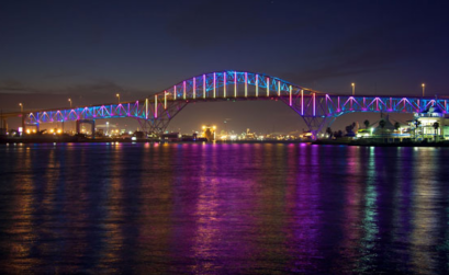 The Harbor Bridge lights are a Philips Color Kinetics LED lighting system. Photo: Tumlinson Photography.