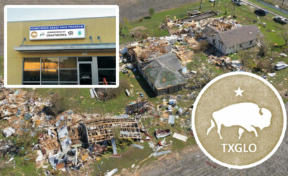 The Texas General Land office opened this office in Rockport (inset) and another one in Corpus Christi to distribute more than $1 billion allocated to single-family homes still in need of repair after Hurricane Harvey last year. Rockport was one of the hardest hit in the Coastal Bend. Courtesy photos