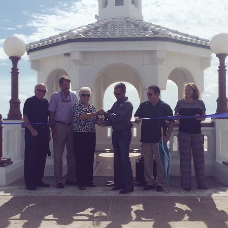 State Rep. Todd Hunter (far left) and Corpus Christi Mayor Nelda Martinez (third from left) joined other dignataries August 31 to celebrate completion of the first of eight miradores to be restored along the city's seawall. Courtesy Photo