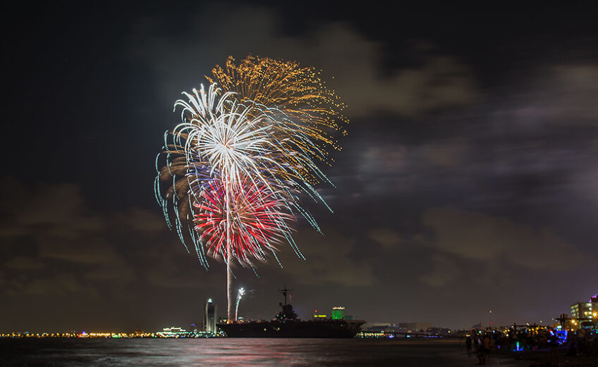 Corpus Christi photographer Tony Fitzgerald captured the beauty and elegance of fireworks from the USS Lexington at last year's Fourth of July celebration in Corpus Christi. This year, the fireworks has moved to the Lawrence St. T-Head to accommodate a larger audience. Photo Courtesy Tony Fitzgerald.