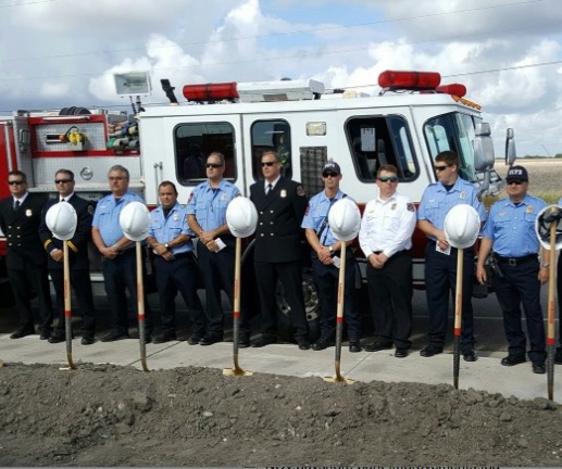 Firefighters line up for the groundbreaking of Fire Station No. 18 at 6226 Ayers Street in District 3. Courtesy photo