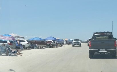 Traffic on Padre Island National Seashore the last week of June 2020. PINS will be closed for the July 4th holiday weekend, while Nueces County has banned all vehicular traffic on beaches from Port Aransas up to the national seashore from 6 p.m. Friday, July 3, through 6 a.m. Tuesday, July 7. Bob Hall Pier and RV parks will remain open. Courtesy photo