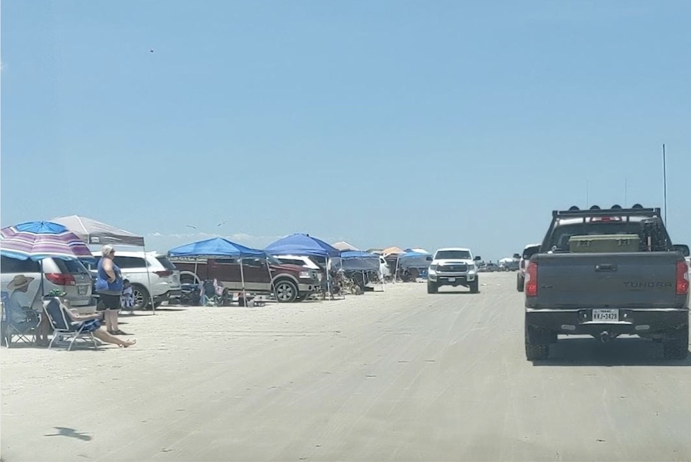 Traffic on Padre Island National Seashore the last week of June 2020. PINS will be closed for the July 4th holiday weekend, while Nueces County has banned all vehicular traffic on beaches from Port Aransas up to the national seashore from 6 p.m. Friday, July 3, through 6 a.m. Tuesday, July 7. Bob Hall Pier and RV parks will remain open. Courtesy photo