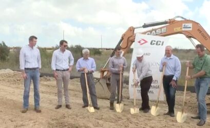 Officials used golden shovels to ceremonially overturn the earth where a new oil storage and distribution facility will be built on the Joe Fulton Corridor in Corpus Christi. The Corpus Christi Marine Storage Terminal should be completed in 2019. Courtesy photo