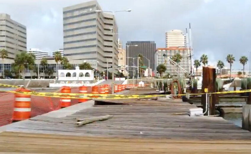 Five damaged wooden docks at the Corpus Christi Marina will be replaced with concrete floating docks. The out-of-service docks represent one third of the marina’s capacity. Courtesy photo