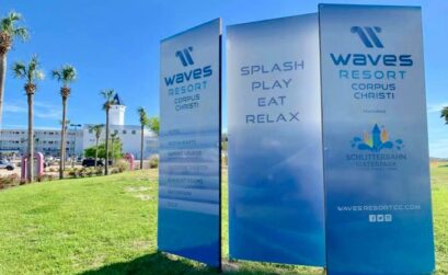 Even the color of the main building at Schitterbahn has changed under new ownership. The waterpark has been rebranded Waves Resort Corpus Christi. Courtesy photo
