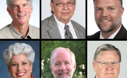 The six candidates who have so far declared they will run for mayor are (clockwise from top left) Mark Scott, Ray Madrigal, Chad Magill, Joe McComb, Larry White and Nelda Martinez. Courtesy photos