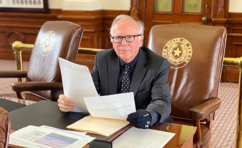 State Rep. Todd Hunter (R-Corpus Christi) at his desk on the House floor in the state Capitol during the final weekend of the 87th session of the Texas Legislature. Courtesy photo