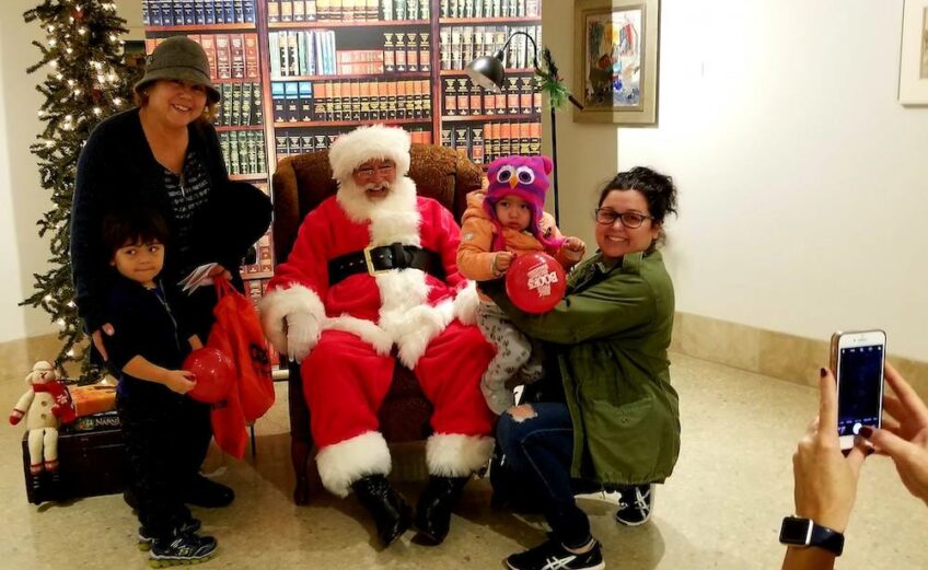 Even grownups get in on the photos with Santa at the South Texas Museum of Art in Corpus Christi. Come for the museum’s free family fun day from 10 a.m.-2 p.m. Saturday, December 14. Courtesy photo