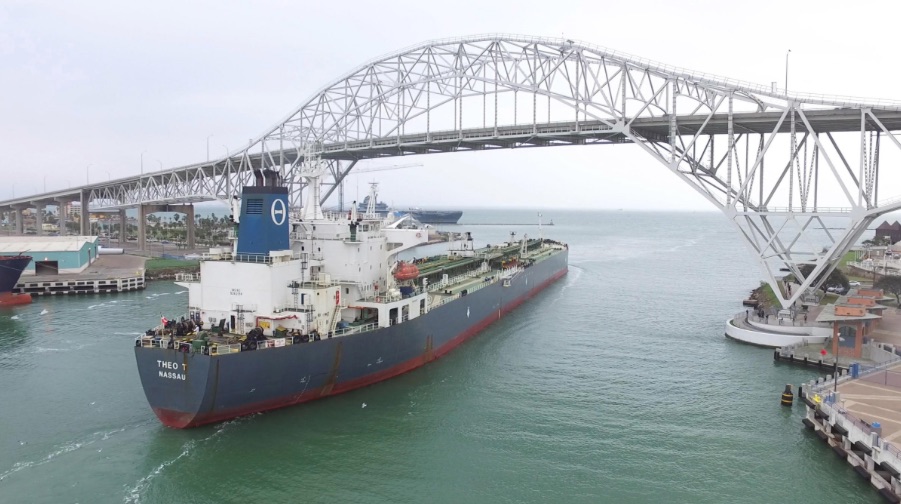 The Theo T heads to sea from the Port of Corpus Christi Dec. 31, 2015, the first export of crude oil since Congress lifted the ban Dec. 18. Courtesy Photo