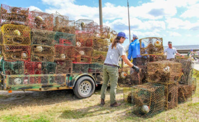 Hundreds of ghosted crab traps are picked up and disposed of on the Texas coast every year during the Abandoned Crab Trap Removal Program. Courtesy photo by Texas Parks and Wildlife Department