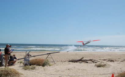As one of 11 test sites in the nation, Texas A&M University-Corpus Christi regularly tests unmanned vehicle systems, or drones, for possible commercial use. Their main test craft, shown here on a local beach, weighs 55 pounds and takes at least two people to operate.