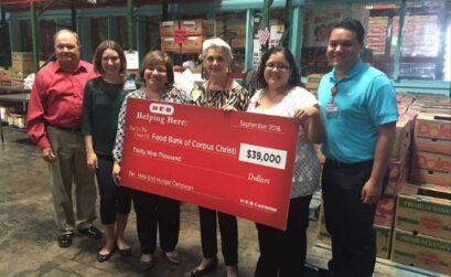 H-E-B donated $39,000 Sept. 7 to the Food Bank of Corpus Christi. Shoppers gave the money in $1, $3, and $5 increments at cash registers during the 26th year of the Texas grocer’s Help End Hunger campaign last May and June. Courtesy Photo
