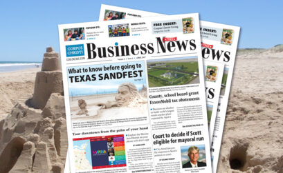 The front page of Corpus Christi Business News, April issue. Get one and open it up to find out about local business owners, the latest business news and the most exciting events in the Coastal Bend.