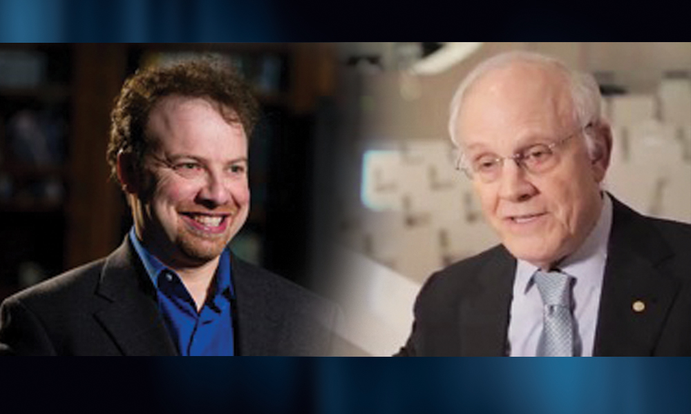 Adam Reiss (left) and David Gross, two Nobel Prize winners in physics, will speak at two free public forums in Corpus Christi on May 21. Both events will be held in the University Center’s Anchor Ballroom, 6300 Ocean Drive. Courtesy photos