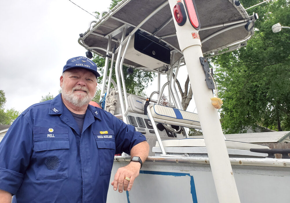 U.S. Coast Guard Auxiliary member Roy Pell is one of many volunteers conducting free vessel safety checks at the Rock the Dock In-Water Boat Show in Aransas Pass on April 23-25. Personal watercraft can be inspected in a slip, at the launch ramp, or in a driveway. Photo by Jane Kathleen Gregorio