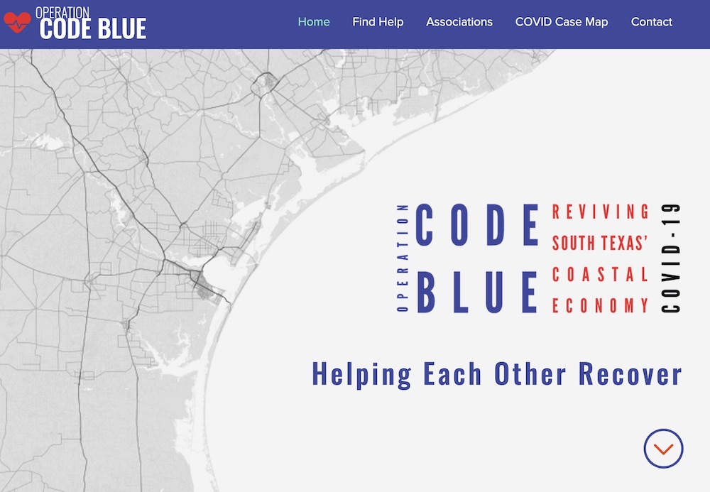 The Operation Code Blue website, which launched Monday, April 6, provides information to help businesses in Nueces County apply for a variety of Small Business Association relief packages approved in the CARES Act of March 27, 2020.