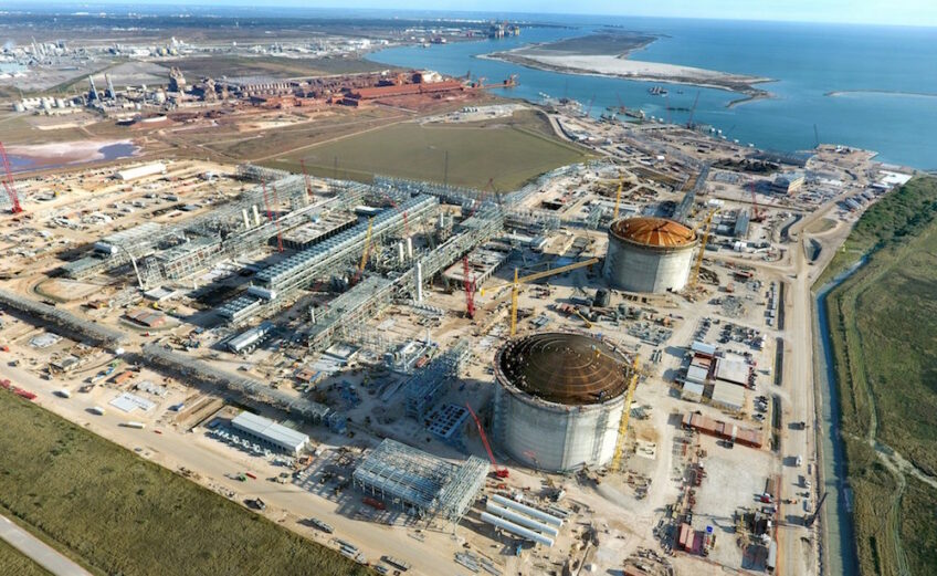 An aerial shot of the Cheniere Energy natural gas liquefaction plant as it neared completion in Gregory, near Corpus Christi. A grand opening is planned for Thursday, Nov. 15, at the plant. Texas Gov. Greg Abbott is expected to attend. Courtesy photo