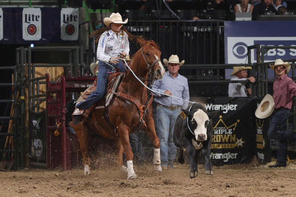 Madison Outhier of Utopia competes in Rodeo Corpus Christi at the American Bank Center in Corpus Christi during the 2021 Buc Days celebration. Photo courtesy of Bull Stock Media