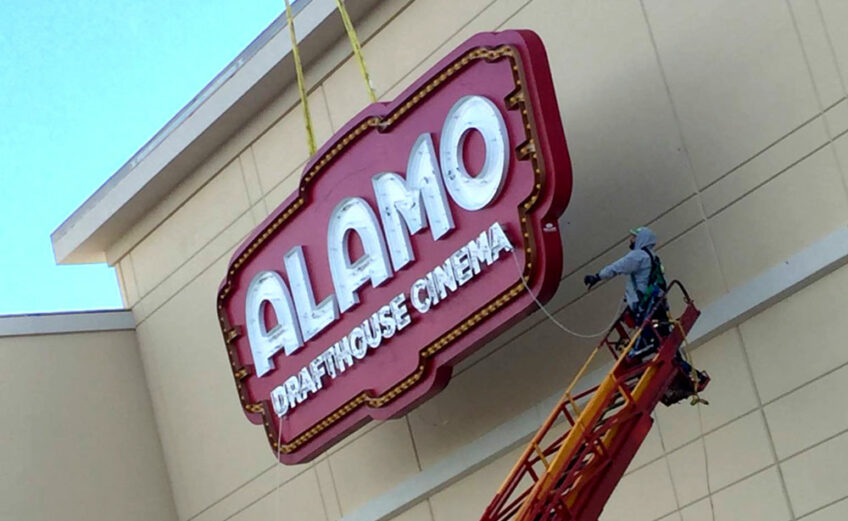 The sign went up at the Corpus Christi Alamo Drafthouse at 7601 S. Staples St. and Yorktown Boulevard on Dec. 5. The theater is now hiring and expected to open soon. Courtesy photo