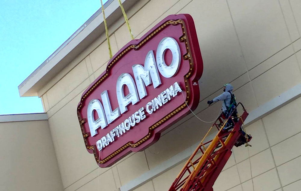 The sign went up at the Corpus Christi Alamo Drafthouse at 7601 S. Staples St. and Yorktown Boulevard on Dec. 5. The theater is now hiring and expected to open soon. Courtesy photo