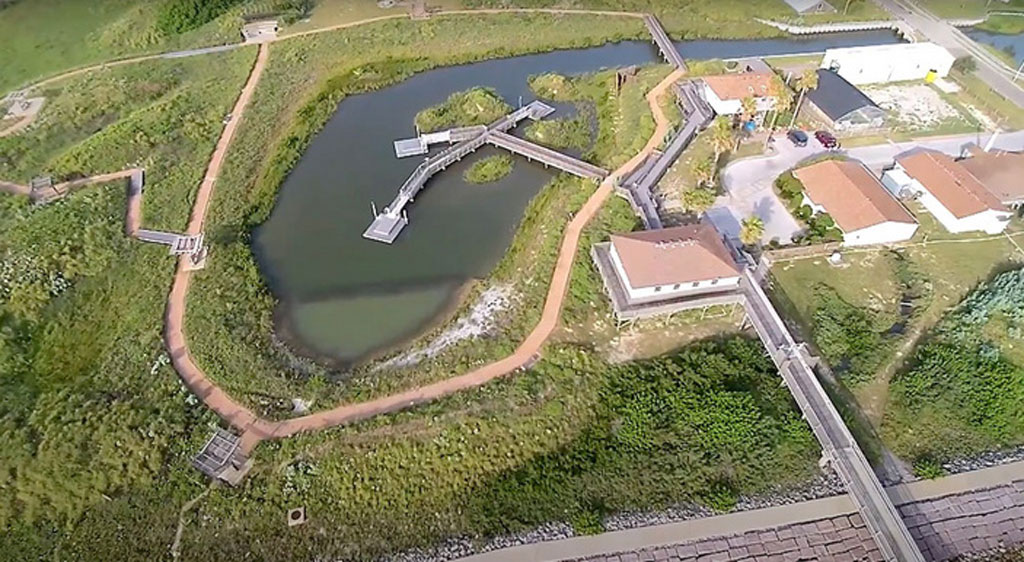 Walk through a marsh without getting your feet wet at the University of Texas Marine Science Institute's Wetlands Education Center. Photo from utmsi.utexas.edu