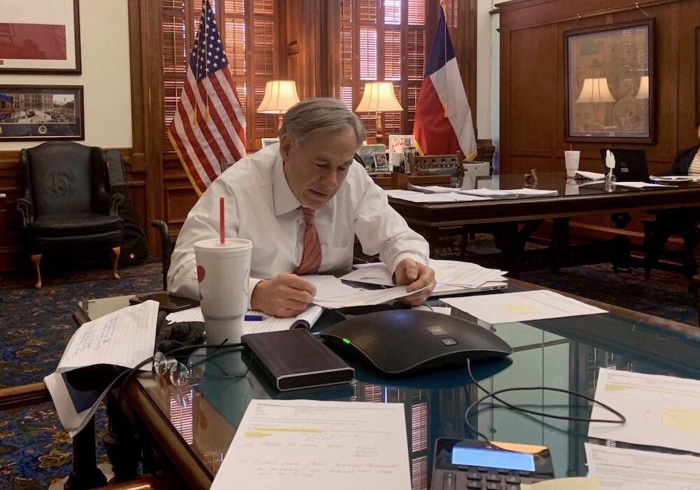 Texas Governor Greg Abbott met by phone with a host of mayors April 7, including Corpus Christi Mayor Joe McComb, to discuss his decision to close state parks and exchange information about how communities are dealing with the COVID-19 pandemic. Courtesy photo