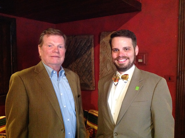 The two John LaRues (father and son) at a fundraiser in Corpus Christi for the younger John’s Houston City Council race. The senior LaRue is executive director of the Port of Corpus Christi. Photo by Suzanne Freeman