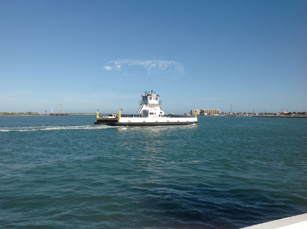 One of a fleet of eight ferries that transports cars between Port Aransas and Aransas Pass on Hwy 361. Staff Photo