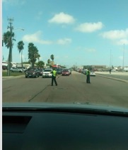 Liz Allen, an employee at Dillards, texted this photo to a friend at she was evacuated from La Palmera Shopping District . "Still waiting," she wrote in frustration as traffic backed up around the shopping center and along S. Padre Island Drive at Staples.