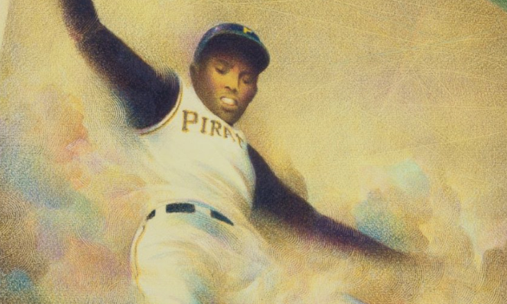 A detail from 'Roberto Clemente: Pride of the Pittsburg Pirates' by Raul Colón, watercolor and color and lithograph pencils. Courtesy image