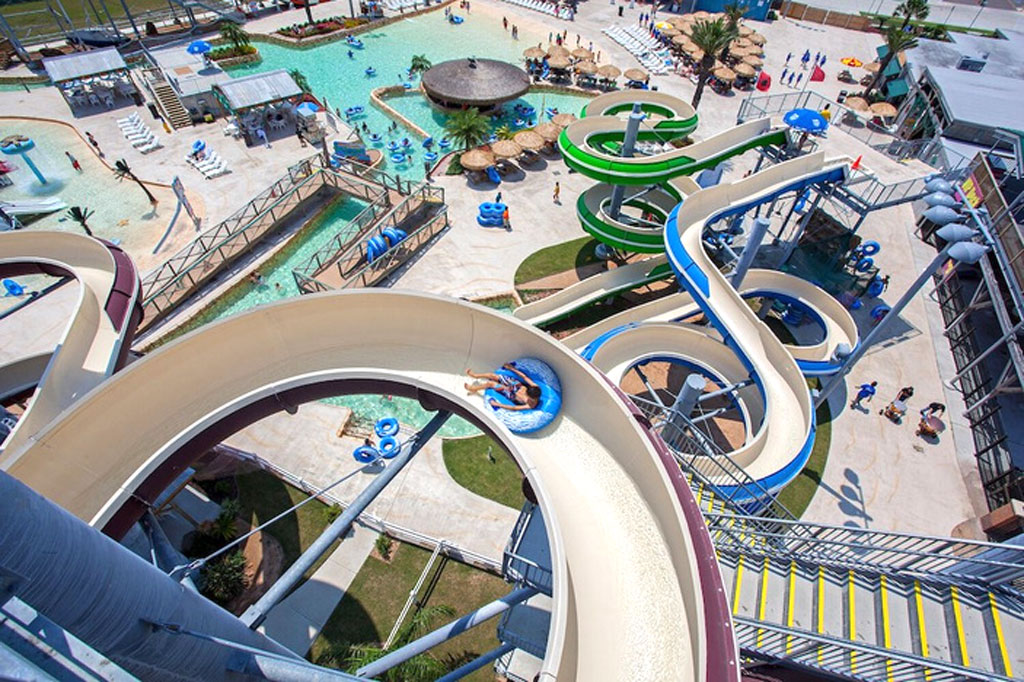 Hurricane Alley Waterpark’s slides, wave simulators, and lazy river tube ride offer plenty of ways to cool off. Courtesy photo