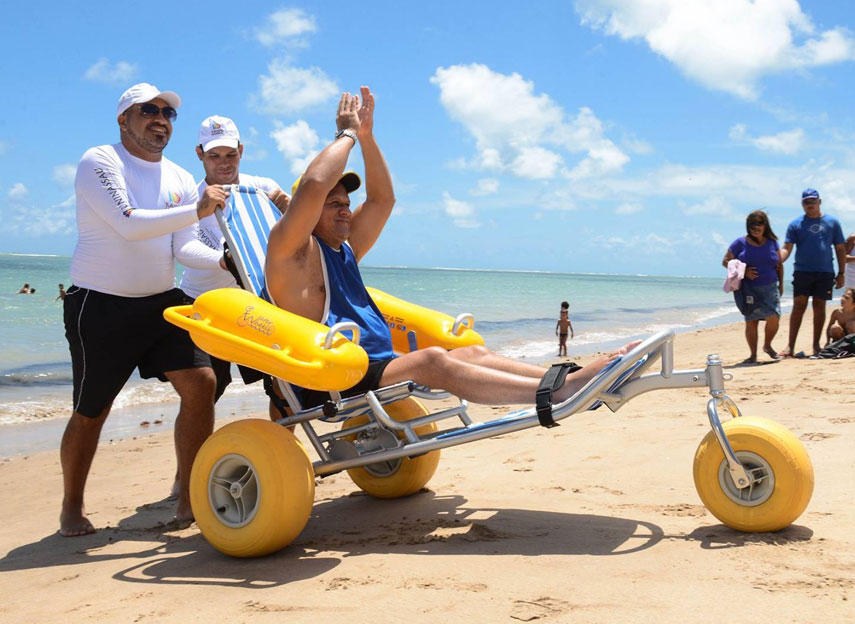 With buoyant wheels and armrests, WaterWheels are floating wheelchairs that make the beach an inclusive experience for those with special needs. WaterWheels make the beach accessible for all wheelchairs. Courtesy photo