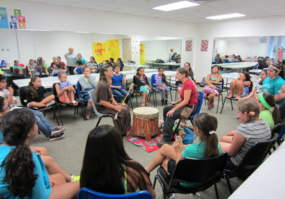 Volunteers lead a drum circle during a YW Teen event. YW Teen is a character development program for girls in the fifth and sixth grades provided by the YWCA Corpus Christi. Courtesy photo