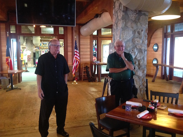 Rep. Todd Hunter and Corpus Christi Chamber president Foster Edwards at a recent meeting of the Southside Business Council at Schlitterbahn Water Park. The southside meetings will now be called Chamber Business Update meetings. Photo by Suzanne Freeman