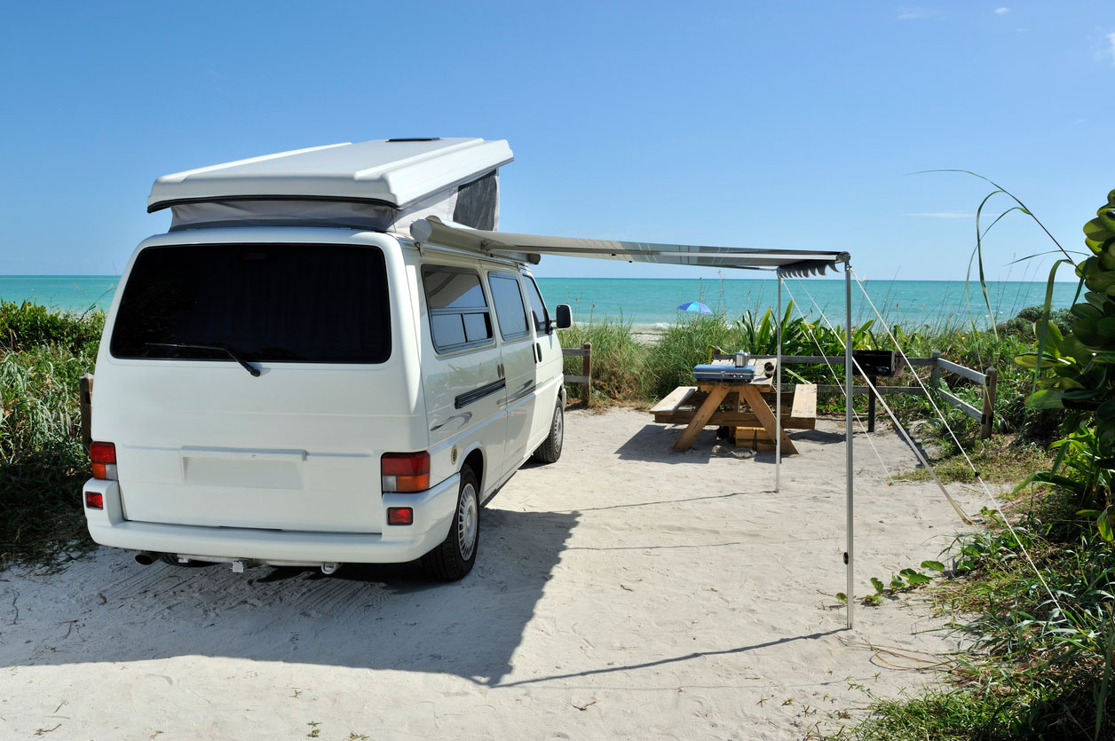 Go RV camping right on the beach in the Corpus Christi area.