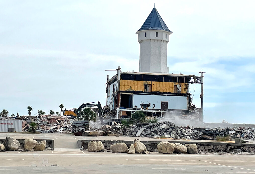 The Corpus Christi Schlitterbahn tower is the last remnant of the demolished Waves Resort Corpus Christi. The land will be repurposed by its owner, Diamond Beach Holdings. Staff photo