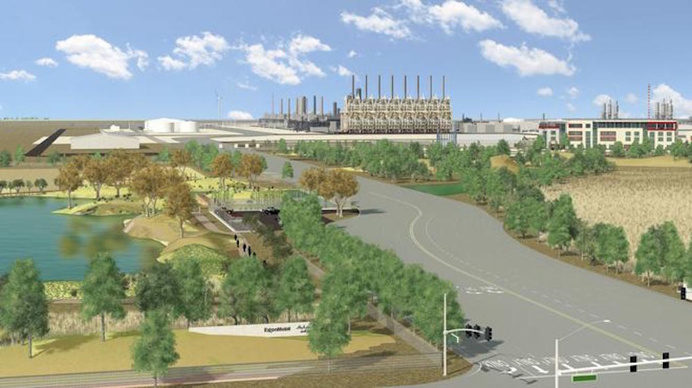 An architect’s rendering of the ExxonMobil/SABIC plastics plant proposed for the Gregory-Portland area. The Texas Commission on Environmental Quality is reviewing the company’s request for air quality permits. Courtesy illustration