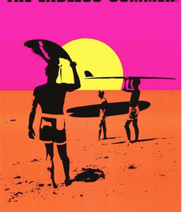 This poster for "Endless Summer” was created by John Van Hamersveld for Bruce Brown’s 1964 documentary by the same name. It can still be found on T-shirts, walls, volleyballs, pop stars, coasters, beer bottles and more.