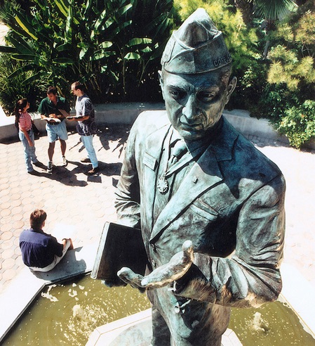 A bronze of Dr. Hector P. Garcia at the plaza named in his honor on the Texas A&M University-Corpus Christi island campus.